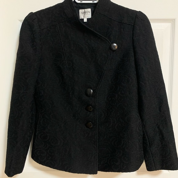 Women’s black Armani Collezioni fabric brocade blazer jacket size 8 - Picture 4 of 12